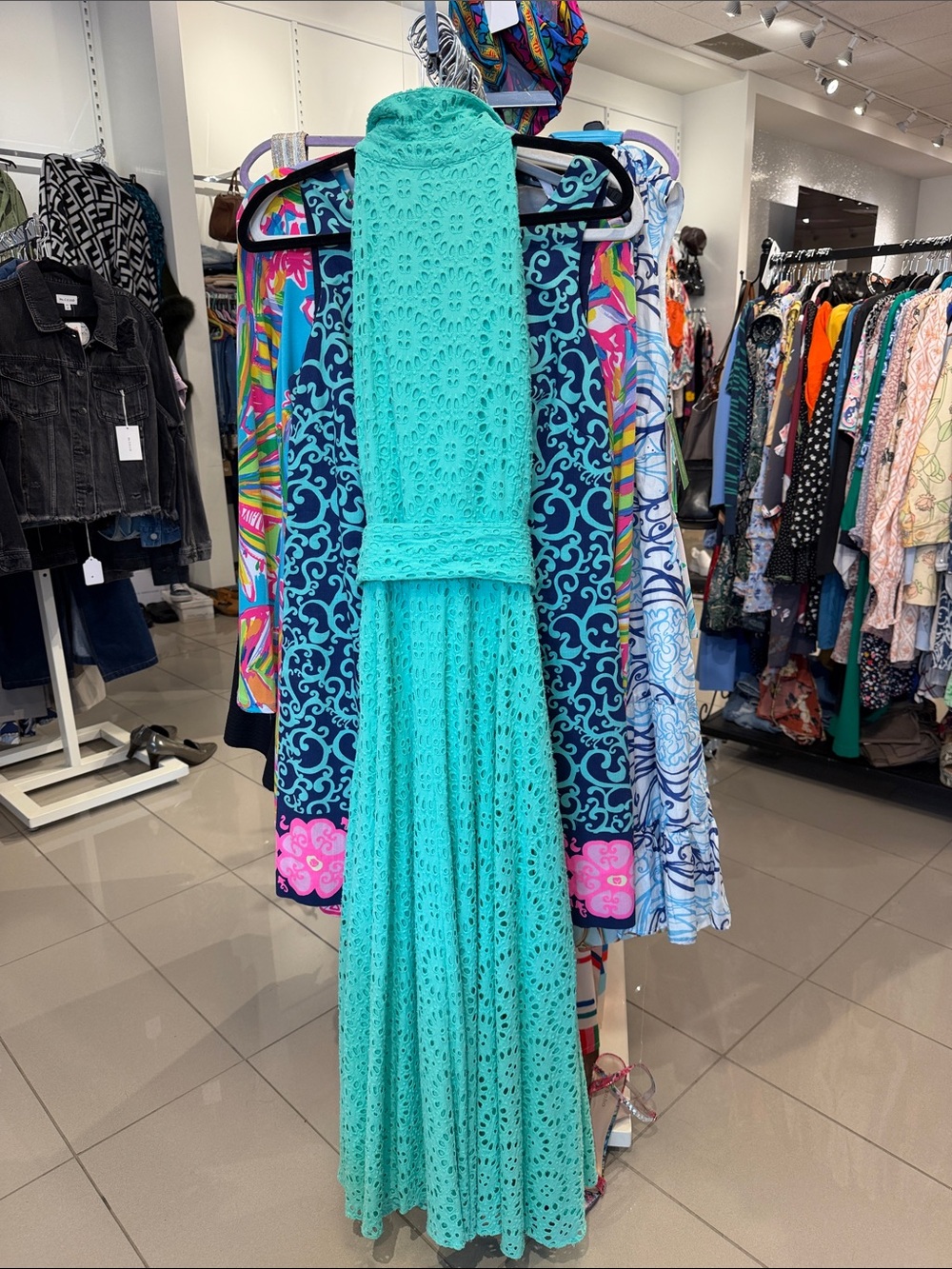 Lilly Pulitzer Teal Eyelet Maxi Dress - Picture 4 of 4